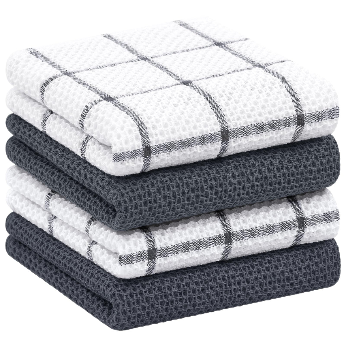 Homaxy 100% Cotton Waffle Weave Kitchen Dish Cloths 8-Pack, Dark Grey