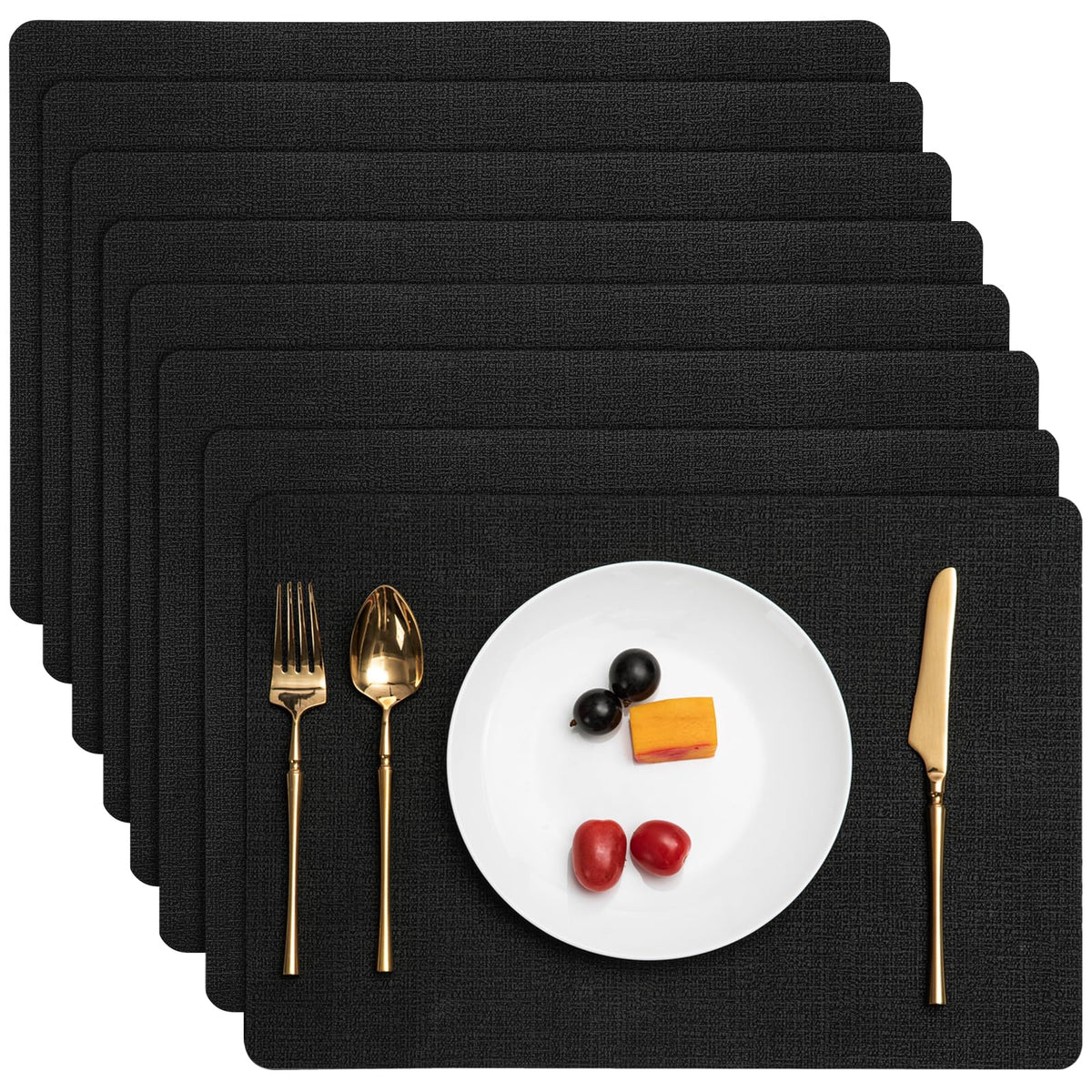 Myir JUN Faux Leather Placemats Set of 6, Reversible Dual-Color Place Mats