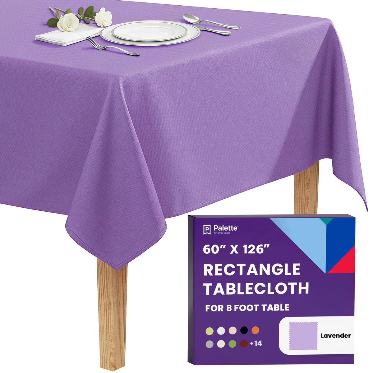 Gee Di Moda Rectangle Tablecloth - 90 x 132 Inch Beige Table Cloth for 6 Foot Tables with Floor-Length Drop - Heavy Duty Washable Fabric for Holiday Party, Dinner, Weddings & Baby Shower