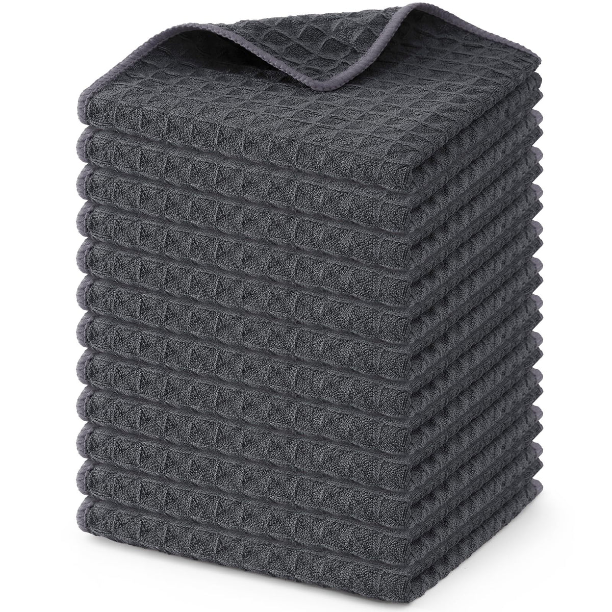 Homaxy Microfiber Waffle Weave Kitchen Dish Cloths, 6-Pack, White