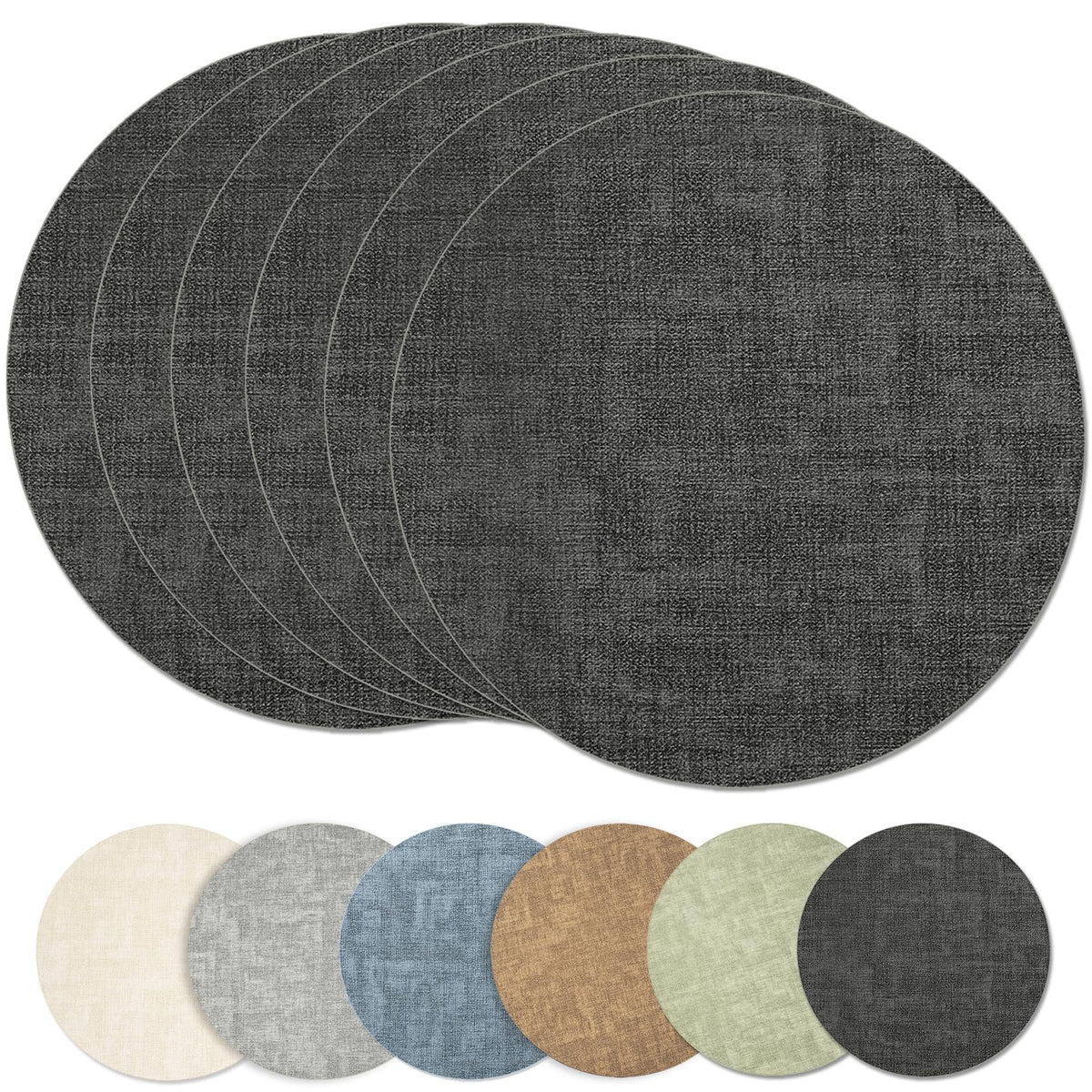 Maxpearl Faux Leather Placemats Set of 6, Easy to Clean, Grey