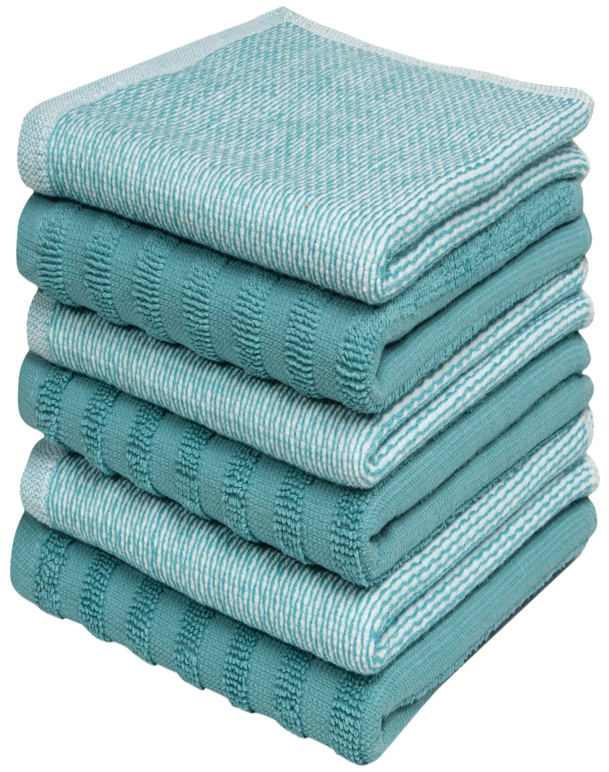 Bumble Premium Dish Cloths 13"x13" (6 Pack) | 100% Natural Ring Spun Cotton | 400 GSM | Highly Absorbent & Soft |Yarn Dyed & Solid Dyed Terry Dish Cloth Set - Tan