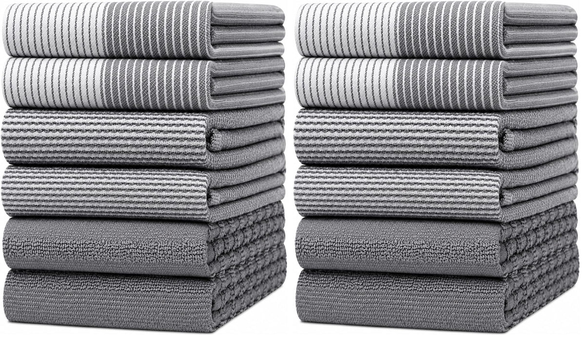 Bumble Premium Dish Cloths 13"x13" (6 Pack) | 100% Natural Ring Spun Cotton | 400 GSM | Highly Absorbent & Soft |Yarn Dyed & Solid Dyed Terry Dish Cloth Set - Tan