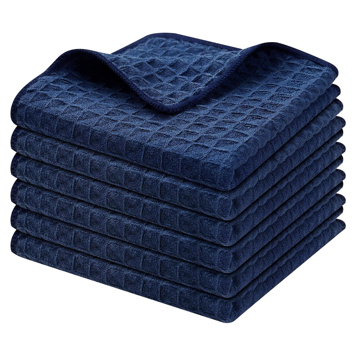 Homaxy Microfiber Waffle Weave Kitchen Dish Cloths, 6-Pack, White