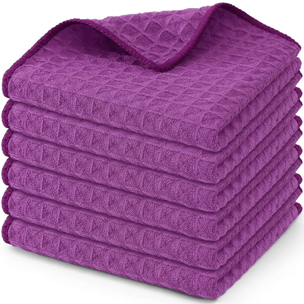 Homaxy Microfiber Waffle Weave Kitchen Dish Cloths, 6-Pack, White