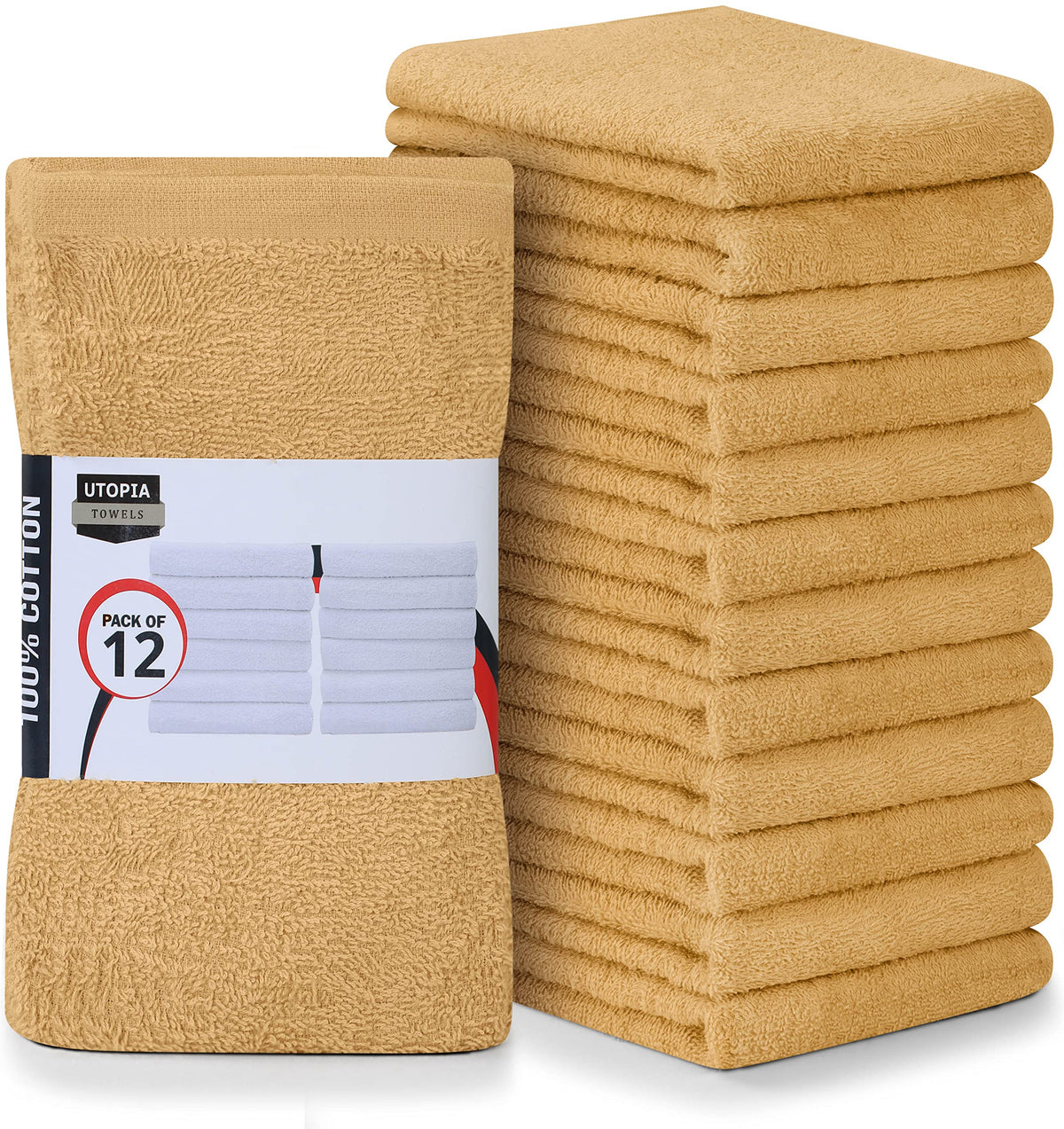 Utopia Towels Kitchen Bar Mops, Pack of 12, 16x19 in, 100% Cotton, White