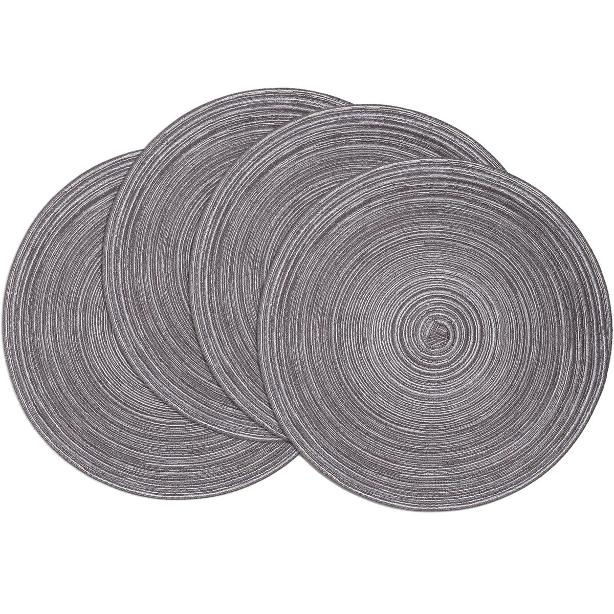 SHACOS Round Braided Placemats Set of 4 Washable Place Mats for Dining Tables 15 inch Non Slip Kitchen Table Mats (Beige, 4)