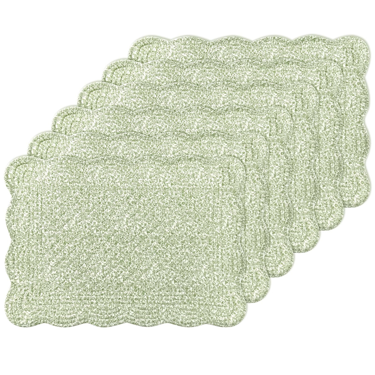 6 PC Quilted Placemats, 18"X13"Extra Large Cotton Placemats Set of 6, 100% Cotton Fabric Washable Cloth Table Mats for Kitchen & Dining Table - Soft &Easy Clean(Flax, Rectangular)