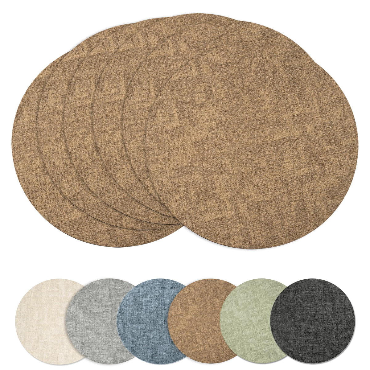 Maxpearl Faux Leather Placemats Set of 6, Easy to Clean, Grey