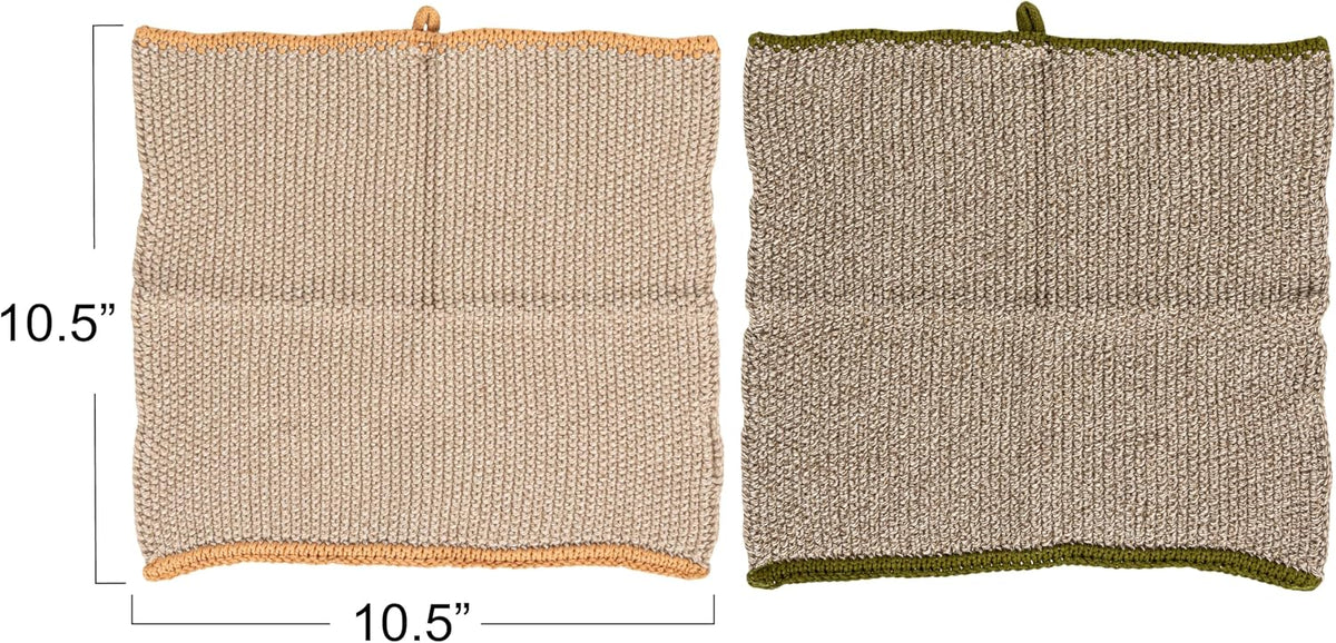 Creative Co-Op Square Cotton Knit Dish Cloth (Set of 2)