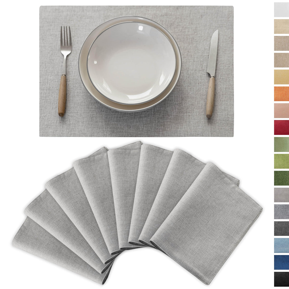 Demetex Cloth Placemats Green Set of 4 Vintage Textured Linen Place Mats Heat Resistant Plate Placemat for Kitchen Dinning Table, Green