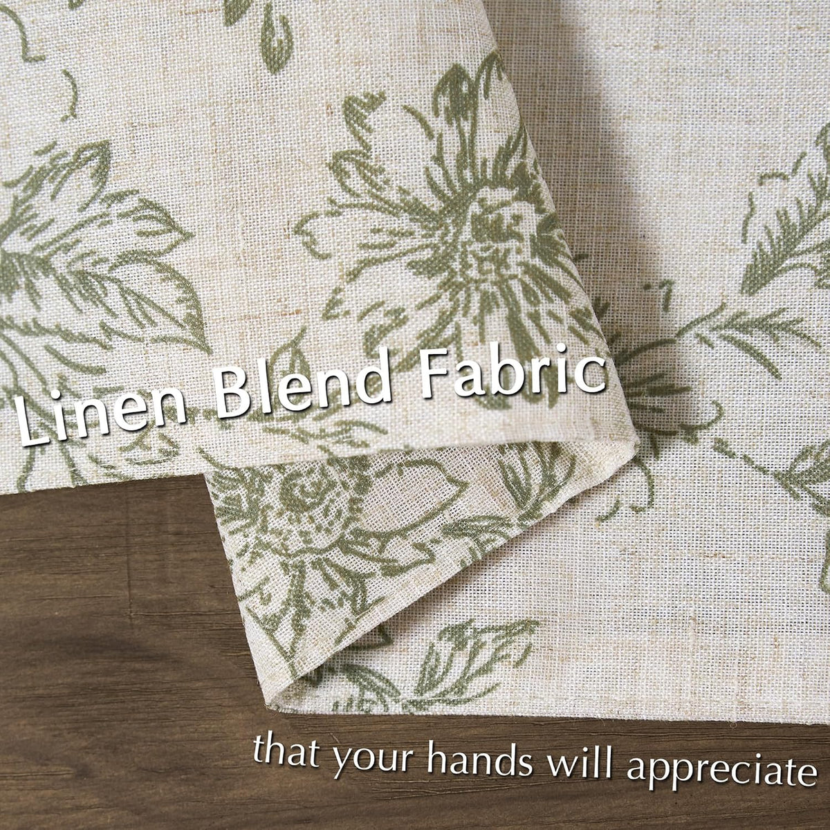 JINCHAN Alice Linen Floral Placemats Set of 4 Farmhouse 13x19 Inch Green
