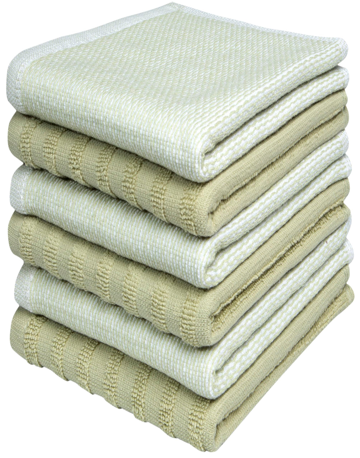 Bumble Premium Dish Cloths 13"x13" (6 Pack) | 100% Natural Ring Spun Cotton | 400 GSM | Highly Absorbent & Soft |Yarn Dyed & Solid Dyed Terry Dish Cloth Set - Tan