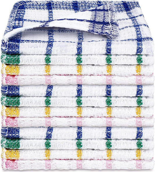 Boao 12 Pcs Kitchen Dish Cloths Cotton Washable Dish Rags Towels, 4 Colors