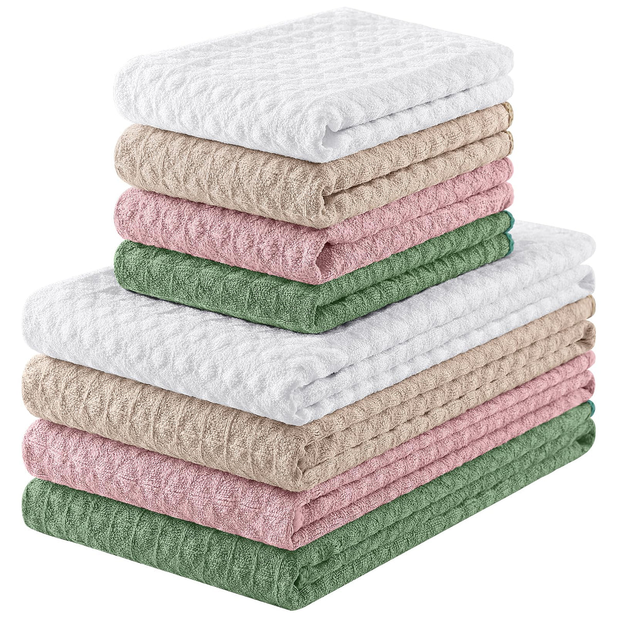 Homaxy Microfiber Waffle Weave Kitchen Dish Cloths, 6-Pack, White