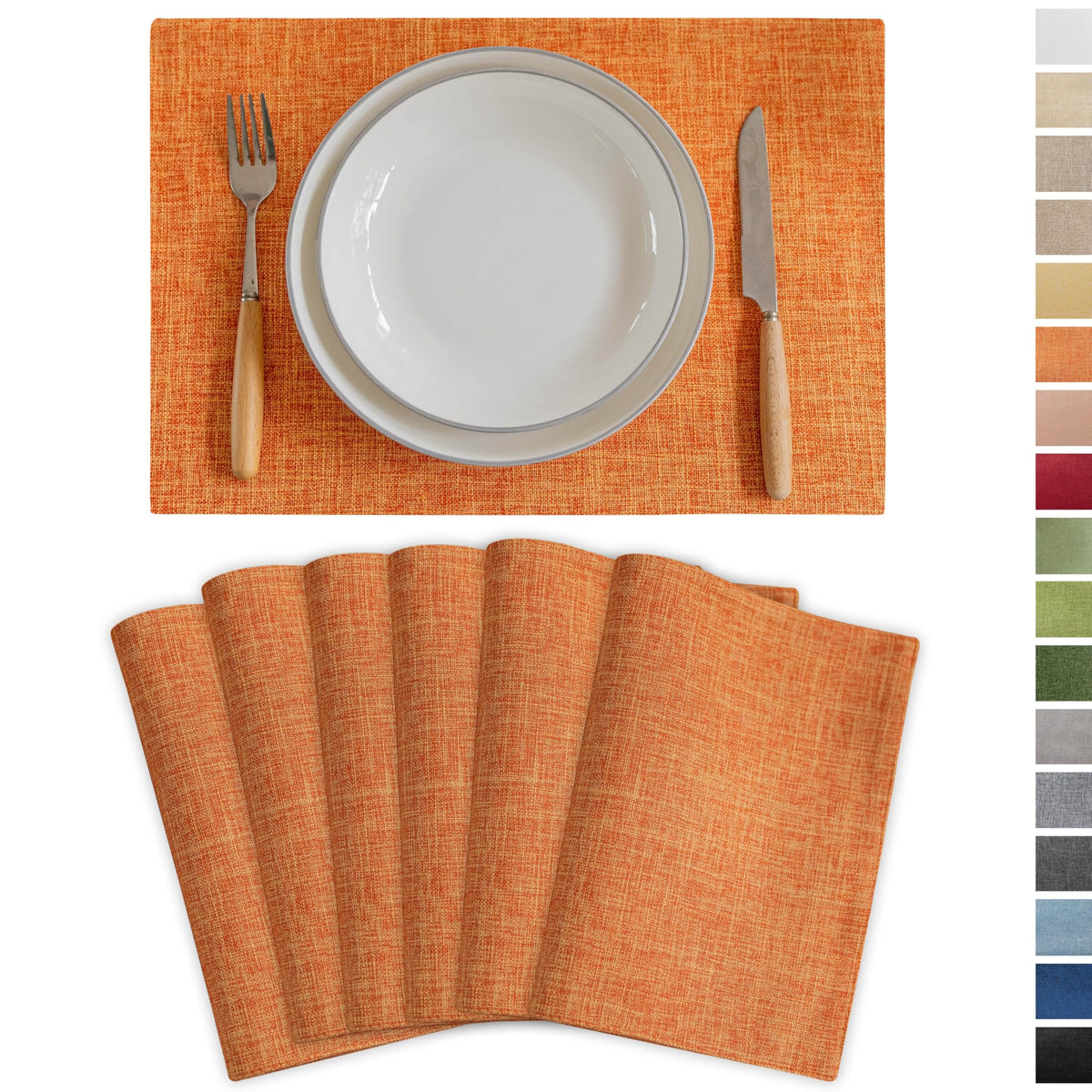 Demetex Cloth Placemats Green Set of 4 Vintage Textured Linen Place Mats Heat Resistant Plate Placemat for Kitchen Dinning Table, Green