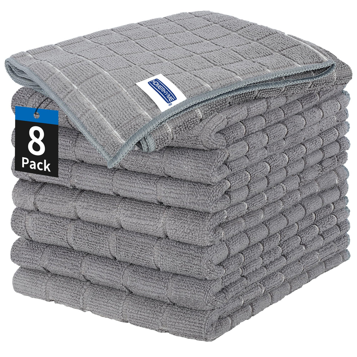 Swedish Dishcloths, 10 Pack Absorbent Dish Towels for Kitchen, Multipurpose Cellulose Sponge Cloths, Reusable Washable Towels for Home & Kitchen, Grey