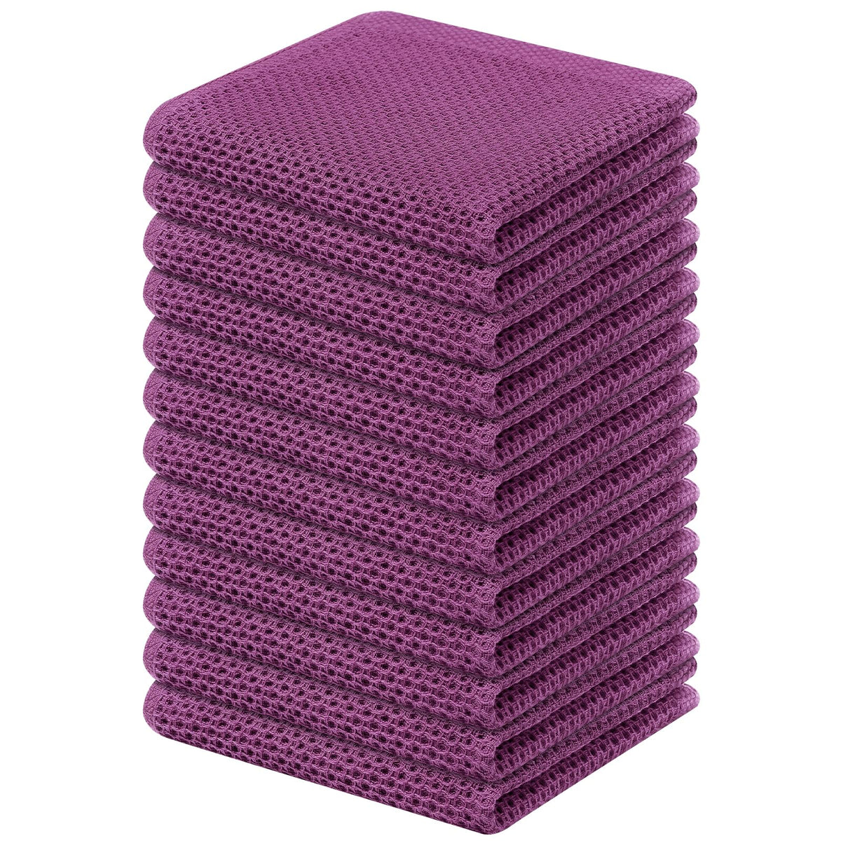 Kitinjoy 100% Cotton Waffle 6-Pack Kitchen Towels, 12" x 12", Dark Grey
