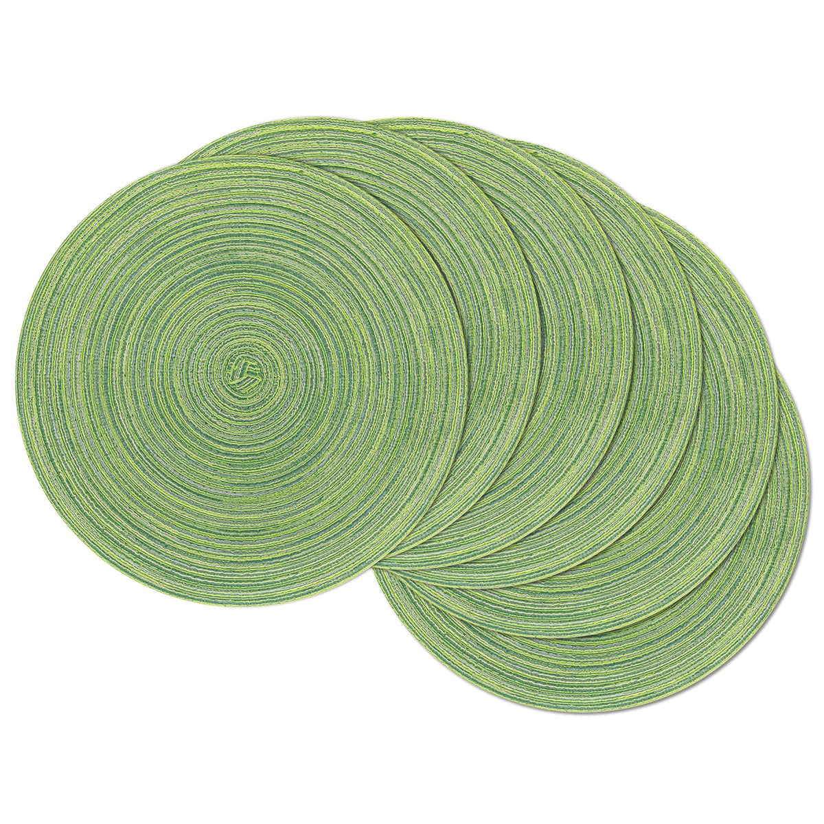 SHACOS Round Braided Placemats Set of 4 Dining Table Placemats 15 inch Circle Place Mats Easy to Clean Table Mats Indoor Outdoor, Blue Gray