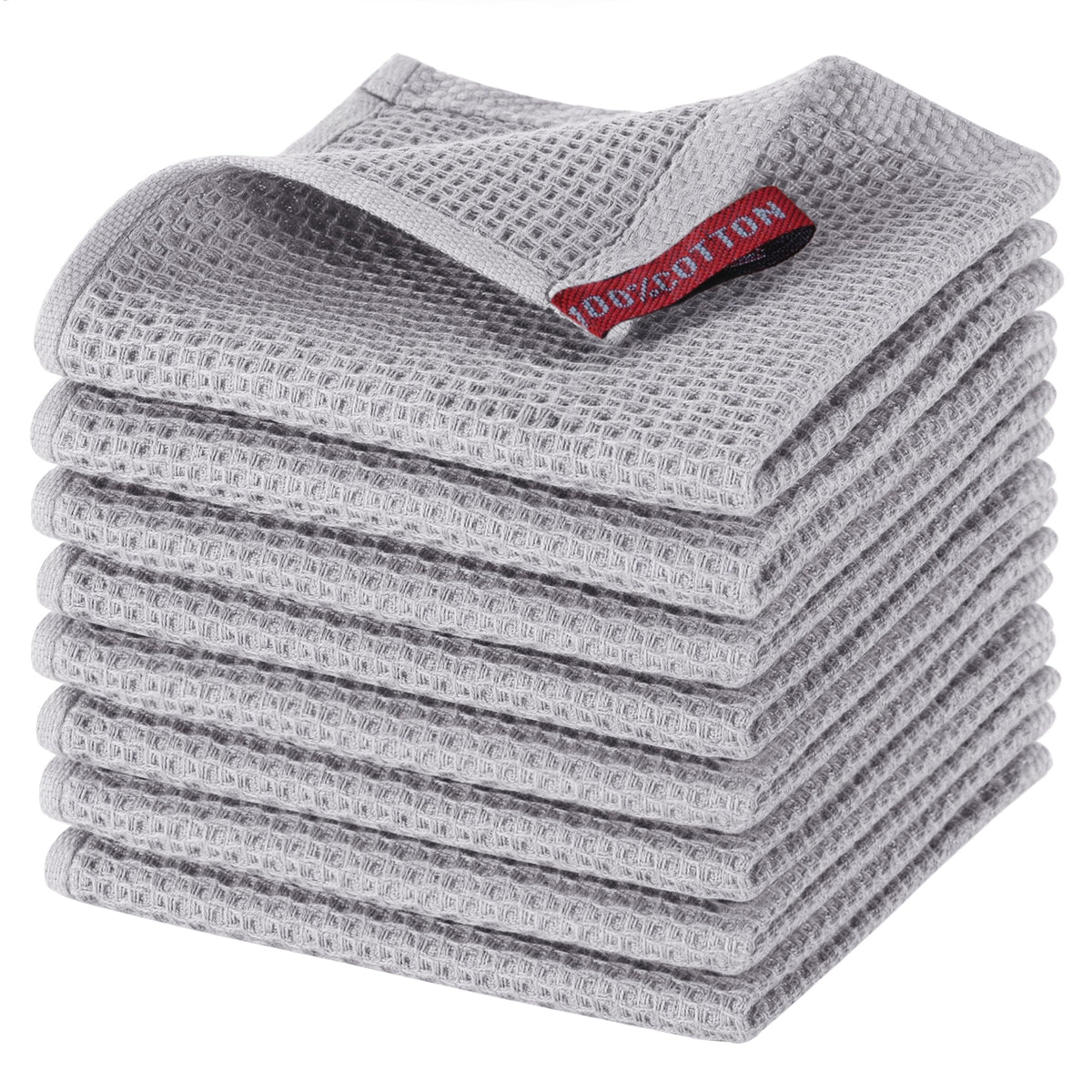 joybest Cotton Kitchen Dish Cloths, 8-Pack Waffle Weave Ultra Soft Absorbent Dish Towels Washcloths Quick Drying Dish Rags, 12x12 Inches, Beige