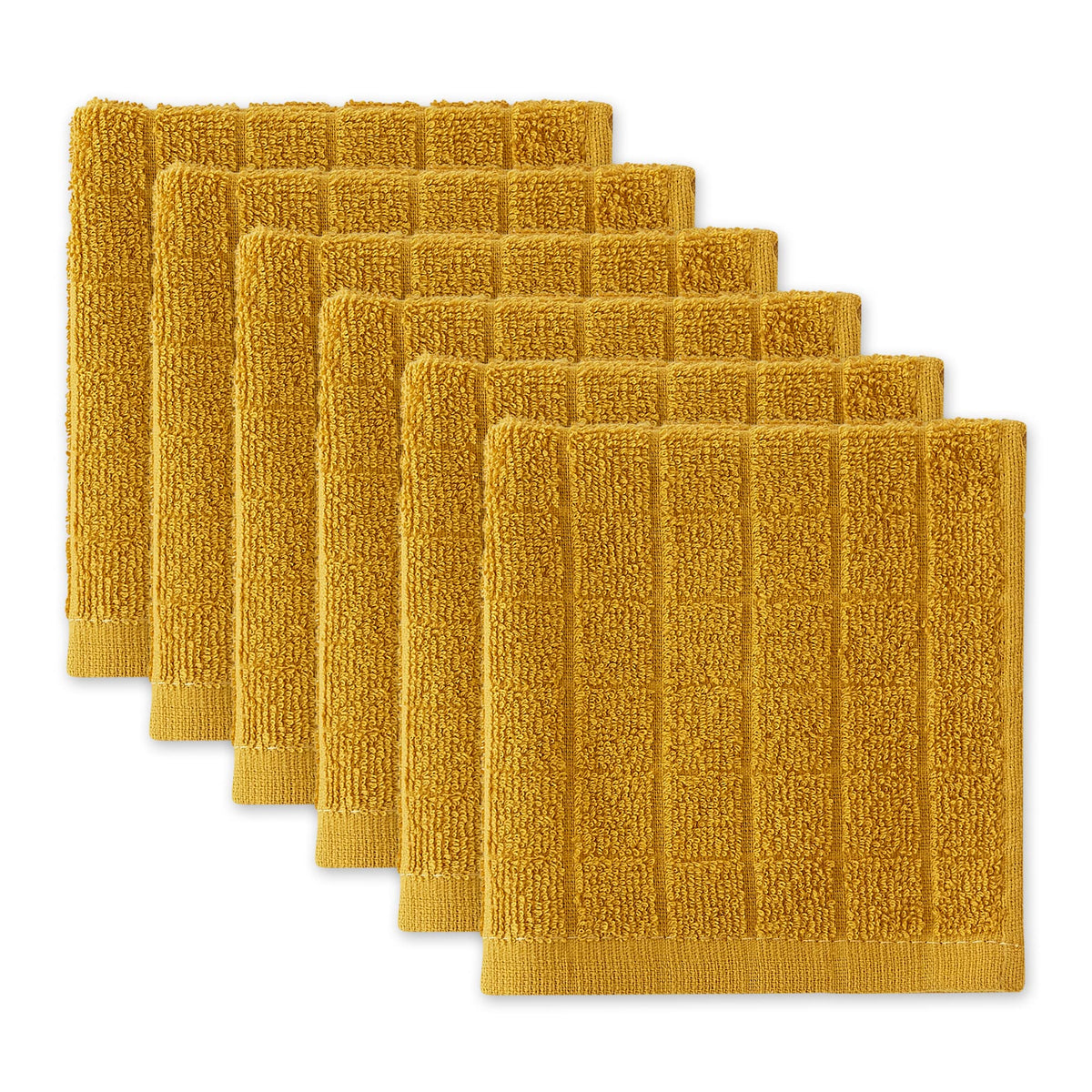 DII Basic Terry Collection Solid Windowpane Dishcloth Set, 12x12, Spice, 6 Piece