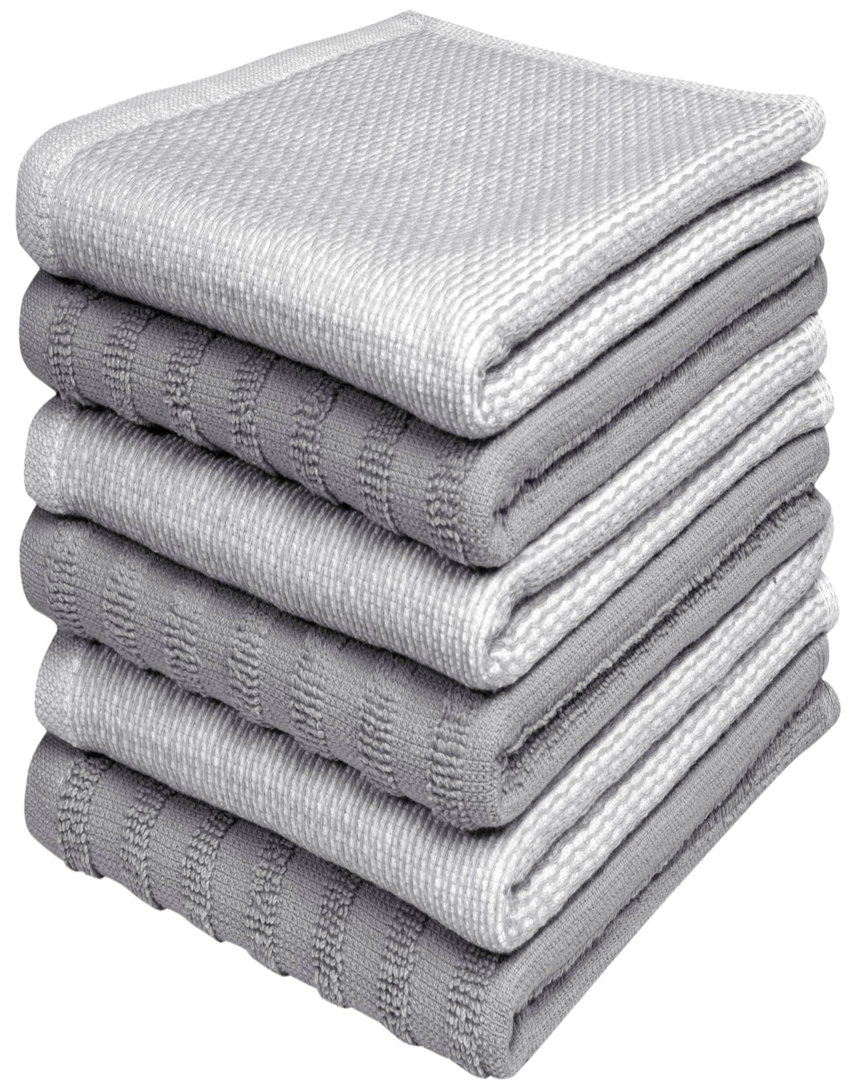 Bumble Premium Dish Cloths 13"x13" (6 Pack) | 100% Natural Ring Spun Cotton | 400 GSM | Highly Absorbent & Soft |Yarn Dyed & Solid Dyed Terry Dish Cloth Set - Tan