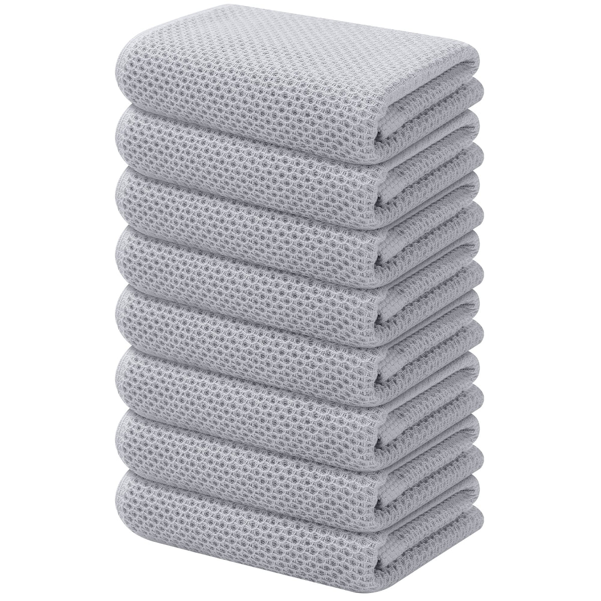 Kitinjoy 100% Cotton Waffle 6-Pack Kitchen Towels, 12" x 12", Dark Grey