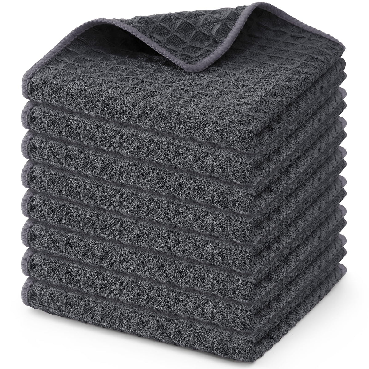 Homaxy Microfiber Waffle Weave Kitchen Dish Cloths, 6-Pack, White