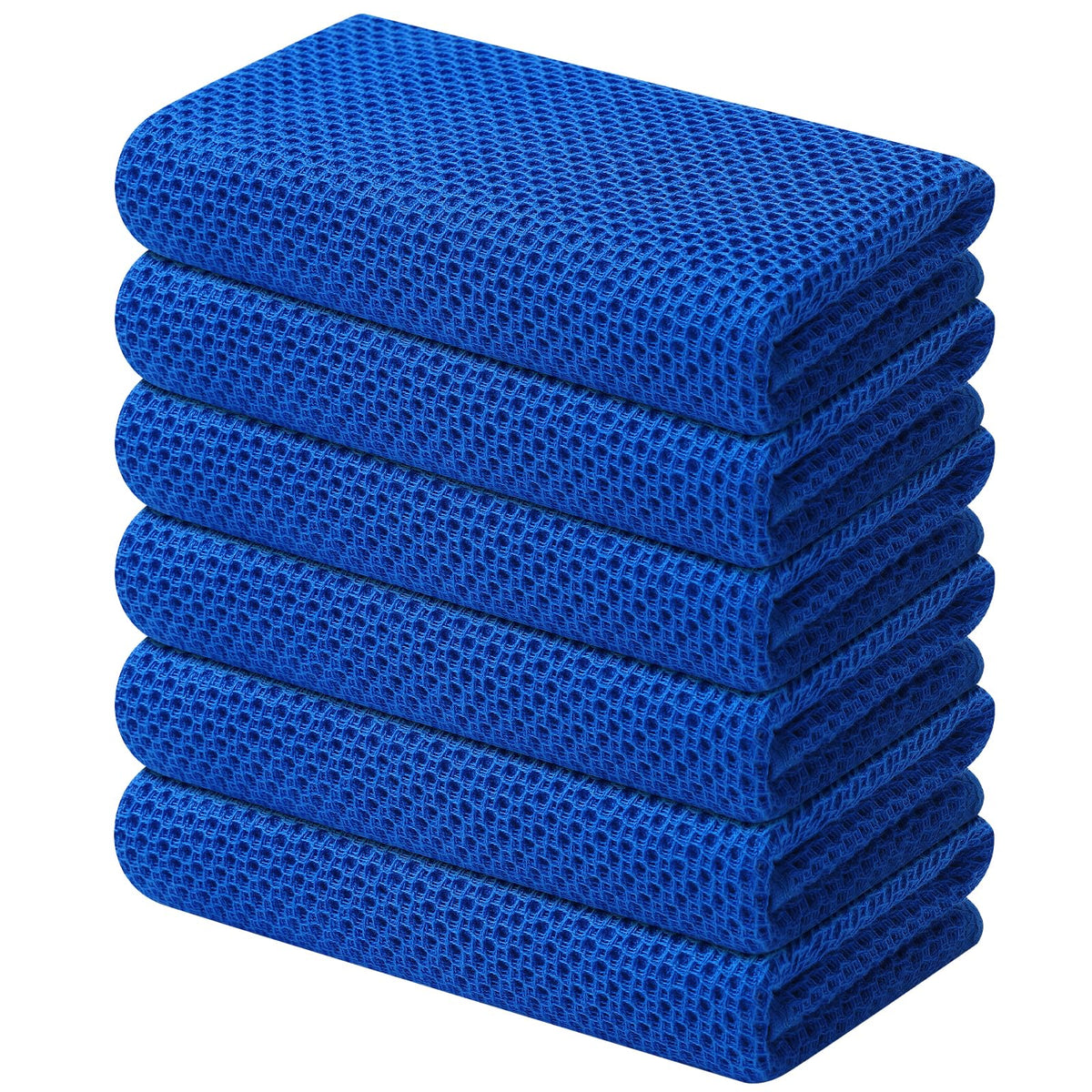 Kitinjoy 100% Cotton Waffle 6-Pack Kitchen Towels, 12" x 12", Dark Grey