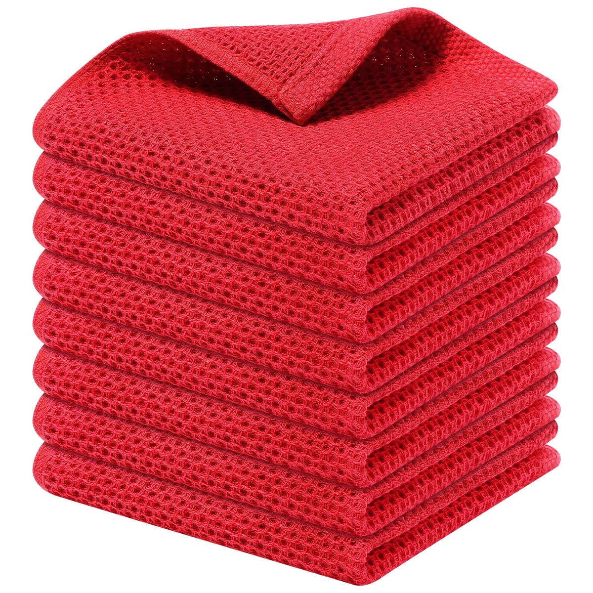 Kitinjoy 100% Cotton Waffle 6-Pack Kitchen Towels, 12" x 12", Dark Grey