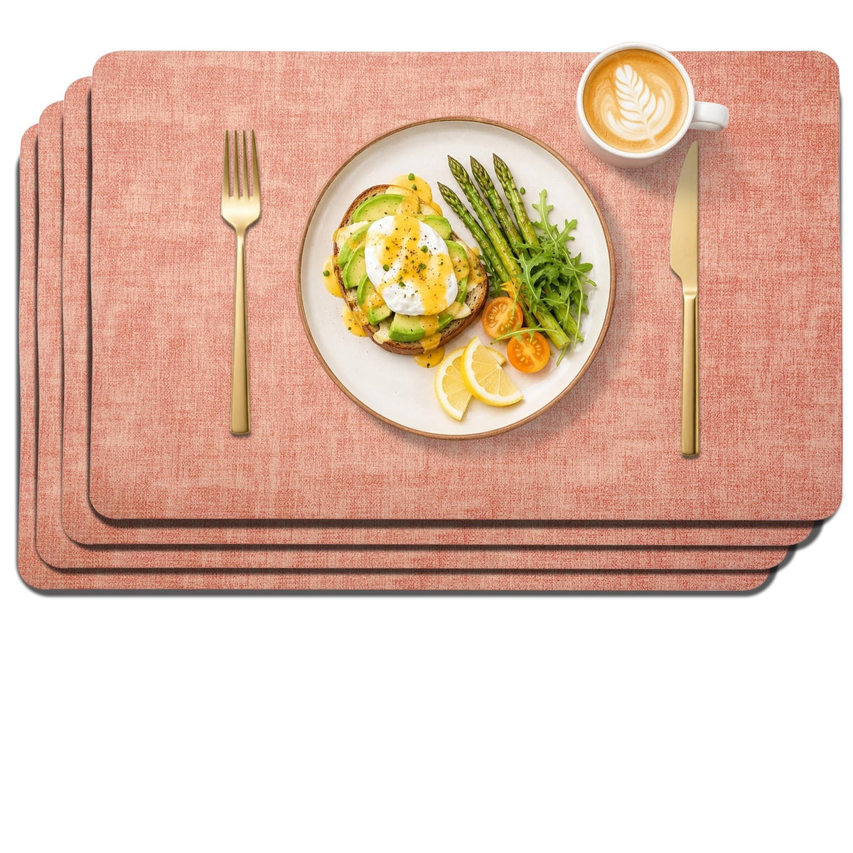 Maxpearl Faux Leather Placemats Set of 6, Easy to Clean, Grey