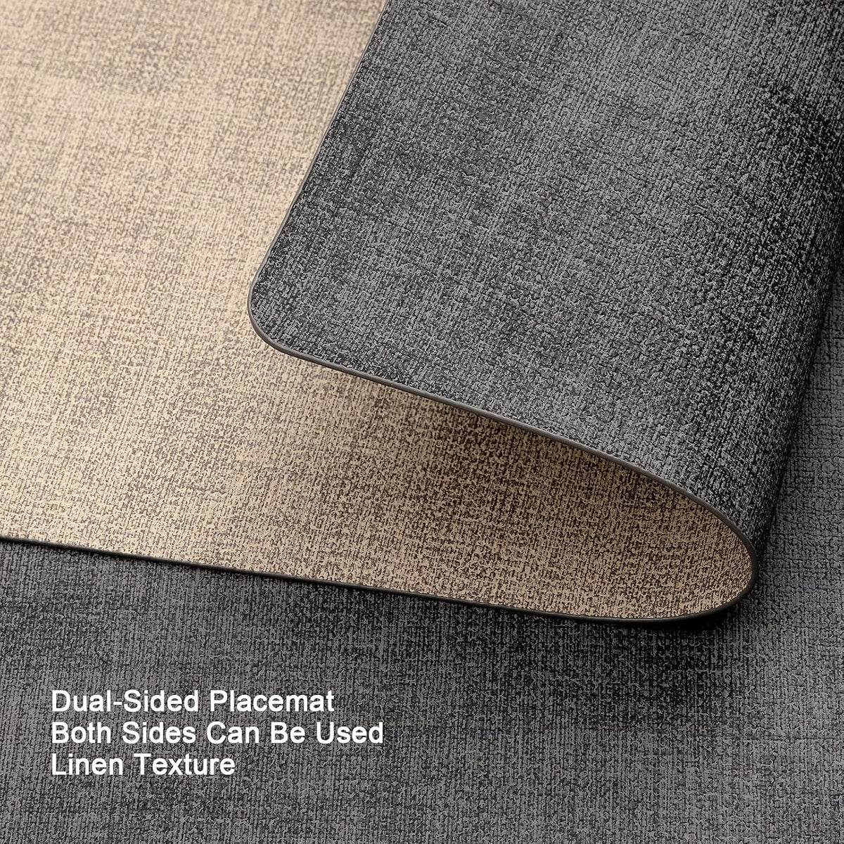 Myir JUN Faux Leather Placemats Set of 6, Reversible Dual-Color Place Mats