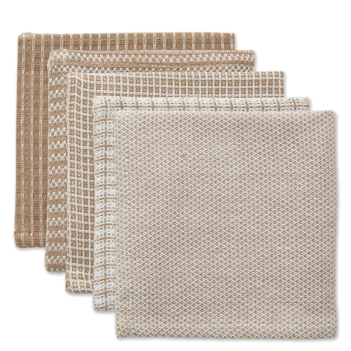 DII Everyday Kitchen Assorted Dishcloth Set of 5, 12x12, Antique Green