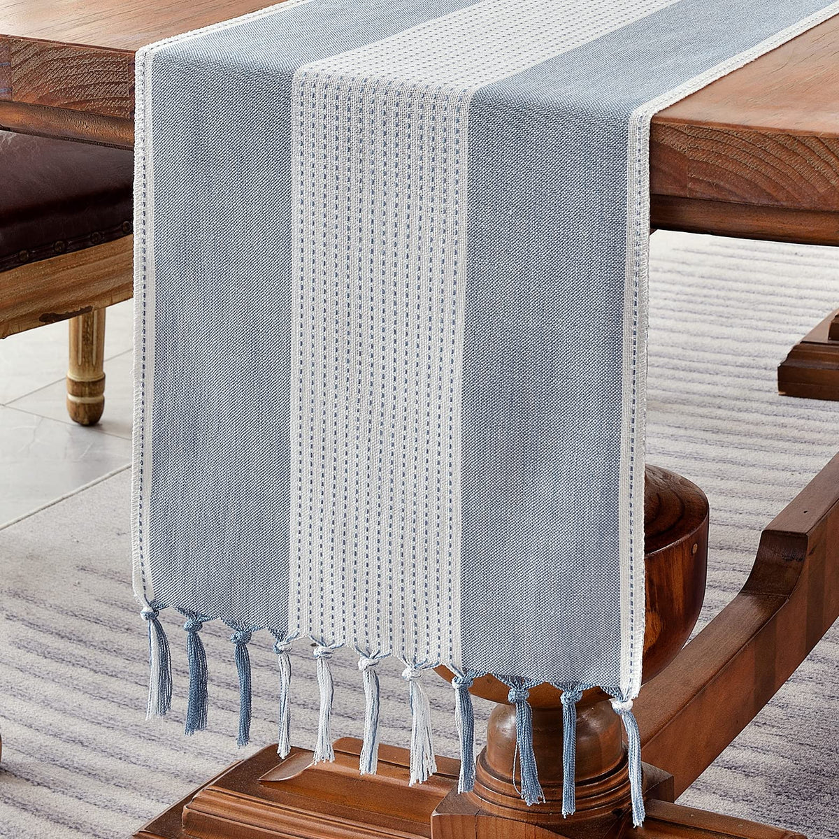 Wracra Linen Placemats, 12 x 18 Inch Set of 4 Placemats, Farmhouse Macrame Place Mats for Kitchen Table and Heat Resistant-Hemstitch Sage Green 4PCS