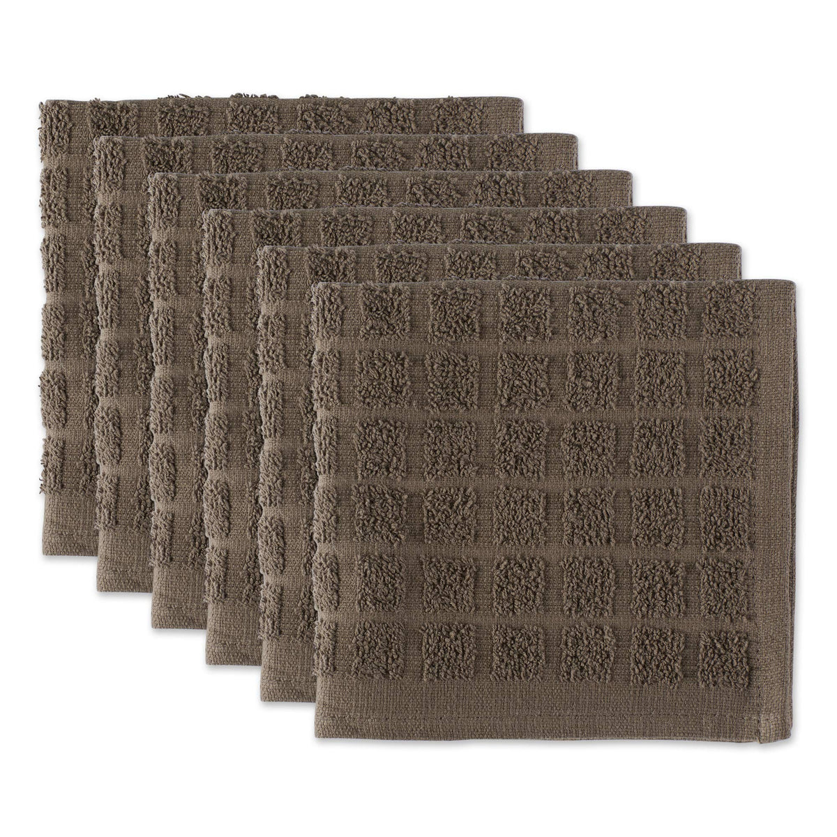 DII Basic Terry Collection Solid Windowpane Dishcloth Set, 12x12, Spice, 6 Piece