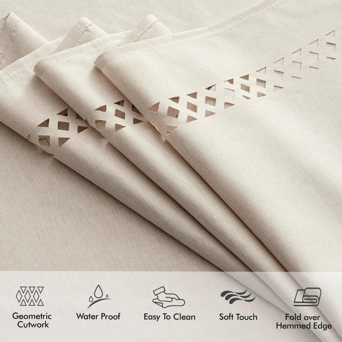 MIULEE Beige Rectangle Tablecloth with Decorative Cutouts 60x104 inch